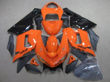 Arancia Nero Ninja Kit Carenatura Motocicletta Completo ABS Kawasaki ZX6R 2005-2006