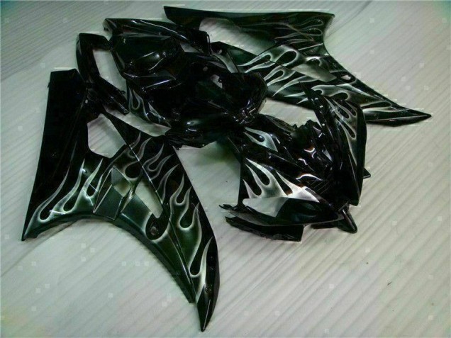 Argento Fiamma Nero Carene Moto Yamaha R6 2006-2007 Argento Fiamma Nero Carene Moto Yamaha R6 2006-2007
