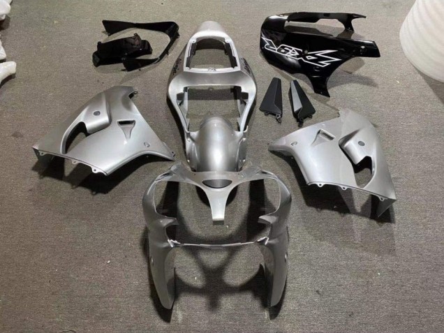 Argento Lucido Nero Carene Moto & Plastica Kawasaki ZX9R 2002-2003 Argento Lucido Nero Carene Moto & Plastica Kawasaki ZX9R 2002-2003