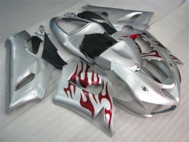 Argento Rosso Fiammas Carene Moto Kawasaki ZX6R 2005-2006