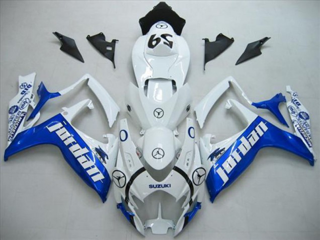 Bianco Blu Jordan Carene Moto Suzuki GSXR 600 K6 2006-2007 Bianco Blu Jordan Carene Moto Suzuki GSXR 600 K6 2006-2007