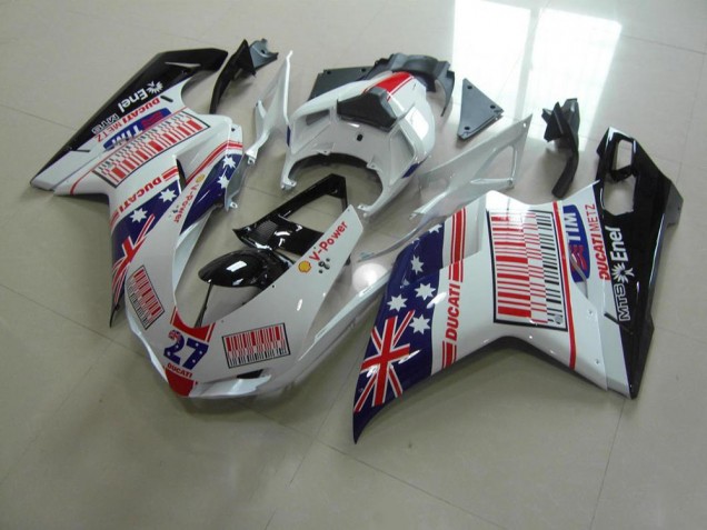 Bianco Blu Rosso Carene Moto Ducati 848 1098 1198 2007-2014 Bianco Blu Rosso Carene Moto Ducati 848 1098 1198 2007-2014