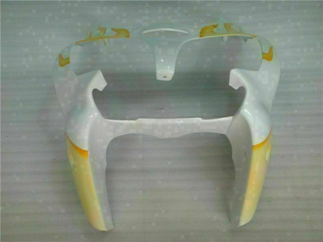 Bianco Giallo Fiamma Carene Moto Kawasaki ZX6R 2000-2002 Bianco Giallo Fiamma Carene Moto Kawasaki ZX6R 2000-2002
