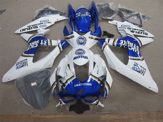 Bianco Lucky Strike Blu Motul Carene Moto Suzuki GSXR 600 K8 2008-2010 Bianco Lucky Strike Blu Motul Carene Moto Suzuki GSXR 600 K8 2008-2010