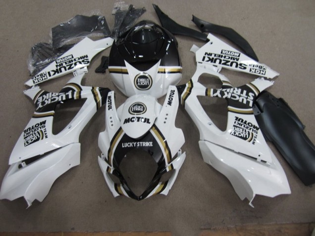 Bianco Lucky Strike Nero Motul Carene Moto Suzuki GSXR 1000 K7 2007-2008 Bianco Lucky Strike Nero Motul Carene Moto Suzuki GSXR 1000 K7 2007-2008