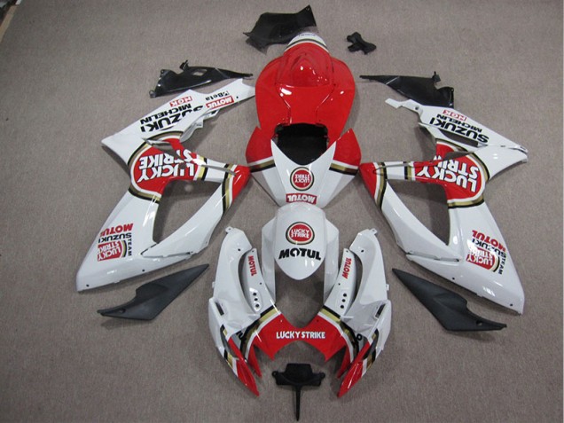 Bianco Lucky Strike Rosso Motul Kit Carenatura Motocicletta Completo ABS Suzuki GSXR 1000 K5 2005-2006