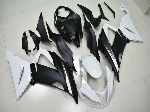 Bianco Nero ABS Moto Plastica & Carene Kawasaki ZX6R 2013-2018 Bianco Nero ABS Moto Plastica & Carene Kawasaki ZX6R 2013-2018