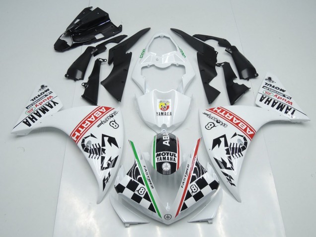 Bianco Nero Abrath Carene Moto Yamaha R1 2012-2014 Bianco Nero Abrath Carene Moto Yamaha R1 2012-2014