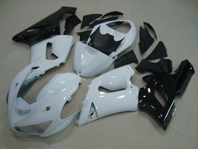 Bianco Nero Kit Carenatura Moto Completa Kawasaki ZX6R 2005-2006 Bianco Nero Kit Carenatura Moto Completa Kawasaki ZX6R 2005-2006