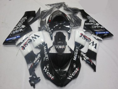 Bianco Nero Kit Carene Moto Kawasaki ZX6R 2005-2006