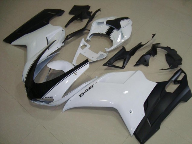 Bianco Nero Opaco Carene Moto Ducati 848 1098 1198 2007-2014 Bianco Nero Opaco Carene Moto Ducati 848 1098 1198 2007-2014