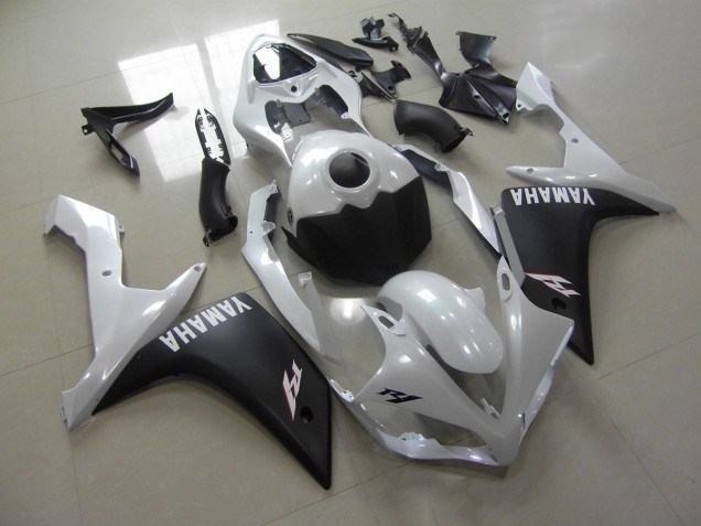 Bianco Perla Nero Opaco Carene Moto Yamaha R1 2007-2008 Bianco Perla Nero Opaco Carene Moto Yamaha R1 2007-2008