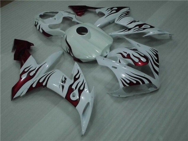 Bianco Rosso Fiamma Carene Moto Yamaha R1 2004-2006 Bianco Rosso Fiamma Carene Moto Yamaha R1 2004-2006