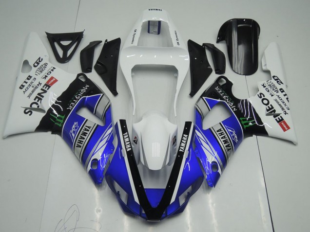 Blu Bianco ENEOS Monster Carene Moto Yamaha R1 2000-2001 Blu Bianco ENEOS Monster Carene Moto Yamaha R1 2000-2001
