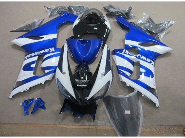 Blu Bianco Kit Carene Moto Completa Kawasaki ZX6R 2005-2006