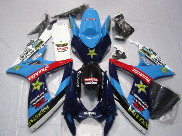 Blu Bianco Rockstar Makita Carene Moto Suzuki GSXR 600 K6 2006-2007 Blu Bianco Rockstar Makita Carene Moto Suzuki GSXR 600 K6 2006-2007