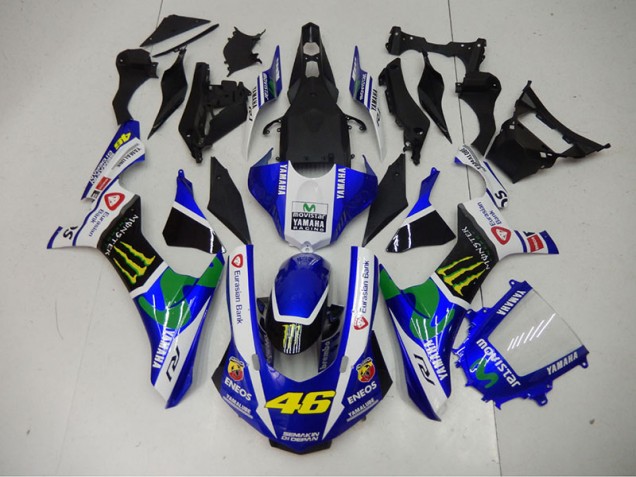 Blu Blu Bianco ENEOS Movistar 46 ABS Kits Carene Moto Yamaha R1 2015-2019 Blu Blu Bianco ENEOS Movistar 46 ABS Kits Carene Moto Yamaha R1 2015-2019