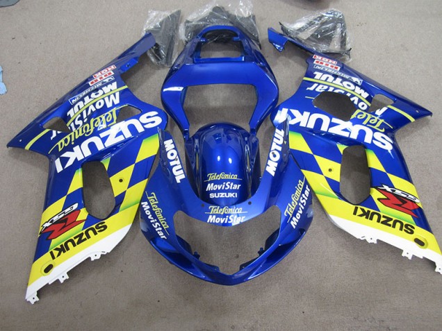Blu Giallo Telefumia Movistar Carene Moto Suzuki GSXR 600 K1 K2 K3 2001-2003 Blu Giallo Telefumia Movistar Carene Moto Suzuki GSXR 600 K1 K2 K3 2001-2003