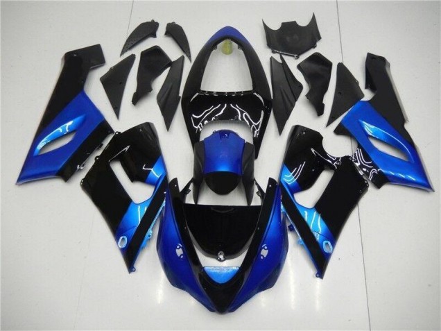 Blu Nero Kit Completo Carenatura Moto ABS Kawasaki ZX6R 2005-2006 Blu Nero Kit Completo Carenatura Moto ABS Kawasaki ZX6R 2005-2006