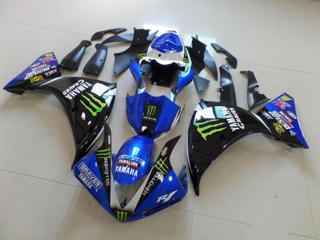 Blu Nero Monster Kit Carenatura Motocicletta Completo ABS Yamaha R1 2012-2014 Blu Nero Monster Kit Carenatura Motocicletta Completo ABS Yamaha R1 2012-2014