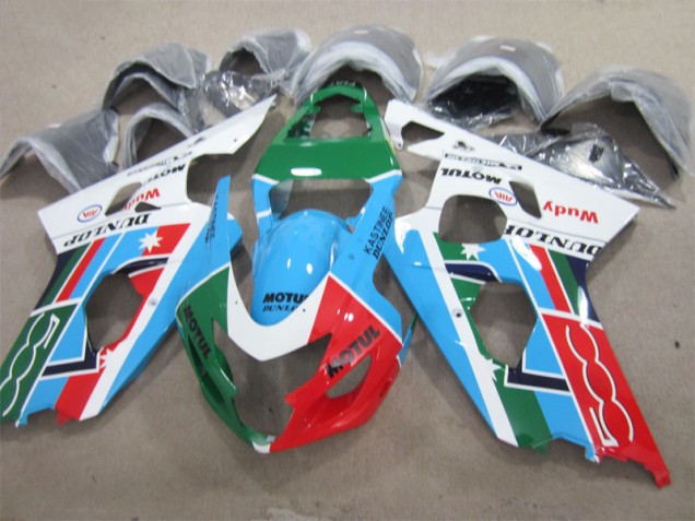 Blu Verde Bianco Motul Carene Moto Suzuki GSXR 600 K1 K2 K3 2001-2003