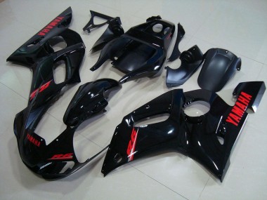 Lucido Nero Rosso Decalcomanie Kits Carenatura Moto Completa Yamaha R6 1998-2002