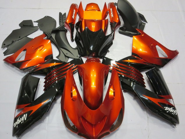 Carena Moto Kawasaki ZX14R 2006-2011 - Arancia Nero Lucido