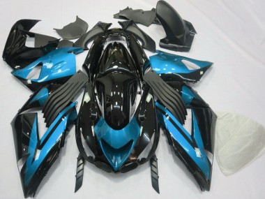 Carena Moto Kawasaki ZX14R 2006-2011 - Azzurro Chiaro Nero Lucido Economici