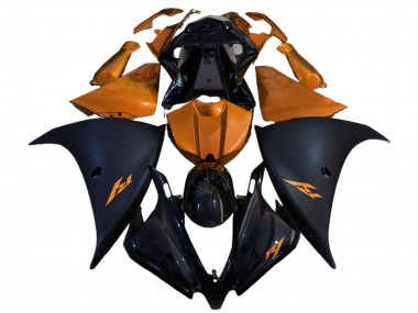 Carena Moto Yamaha R1 2012-2014 - Nero Lucido Nero Opaco Arancia Economici
