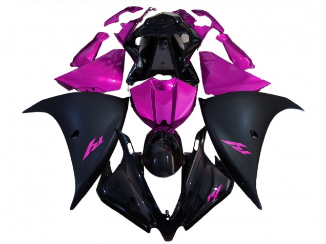 Carena Moto Yamaha R1 2012-2014 - Nero Lucido Nero Opaco Rosa