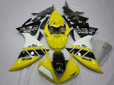 Carena Moto Yamaha R1 2012-2014 - Bianco Giallo Nero Lucido Economici
