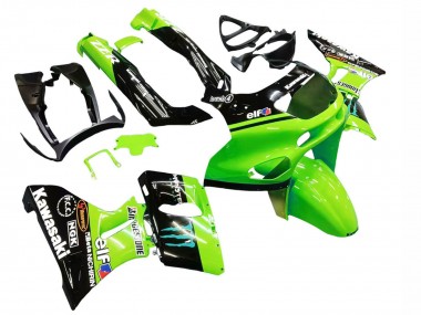 Carena Moto Kawasaki ZZR600 1998-2003 - Verde Nero Lucido Blu Mostro Elf Touch4 Bridgestone Economici