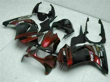 Carene Moto Kawasaki EX250 2008-2012 - Nero Lucido Rosso Bordeaux Economici