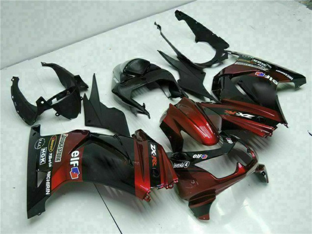 Carene Moto Kawasaki EX250 2008-2012 - Nero Lucido Rosso Bordeaux