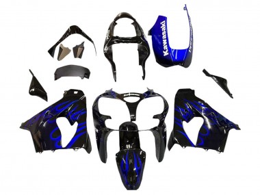 Carena Moto Kawasaki ZX9R 2000-2001 - Nero Lucido Blu Fiamma Bianco Economici