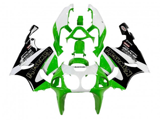 Carena Moto Kawasaki ZX7R 1996-2003 - Bianco Verde Nero Oro Silkolene Dunlop