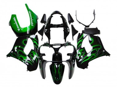 Carena Moto Kawasaki ZX9R 2000-2001 - Nero Lucido Verde Fiamma Bianco Economici
