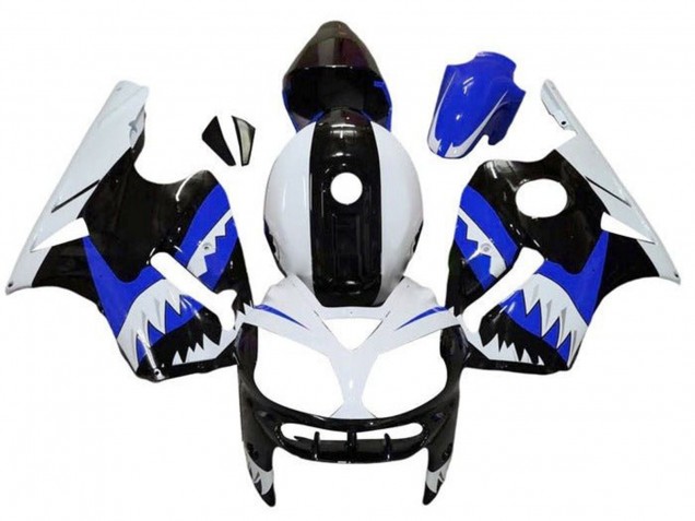 Carena Moto Kawasaki ZX12R 2000-2001 - Bianco Nero Blu Squalo