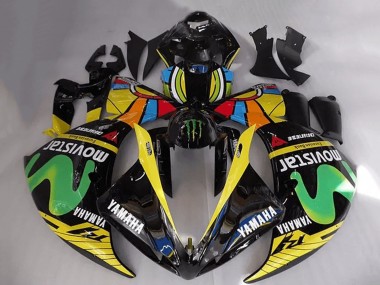Carene Moto Yamaha YZF R1 2012-2014 - Nero Lucido Giallo Verde Bianco Blu MoviStar Mostro Economici