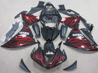 Carene Moto Yamaha YZF R1 2012-2014 - Nero Lucido Rosso Fiamma Economici
