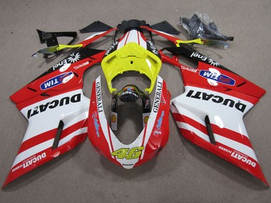 Carene Moto Ducati 1198 2007-2014 - Bianco Giallo Rosso Generali 46 Economici
