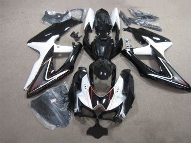 Nero Bianco ABS Moto Plastica & Carene Suzuki GSXR 600 K8 2008-2010