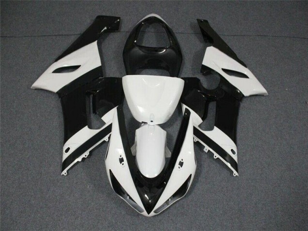 Nero Bianco ABS Plastica Moto Kawasaki ZX6R 2005-2006 Nero Bianco ABS Plastica Moto Kawasaki ZX6R 2005-2006
