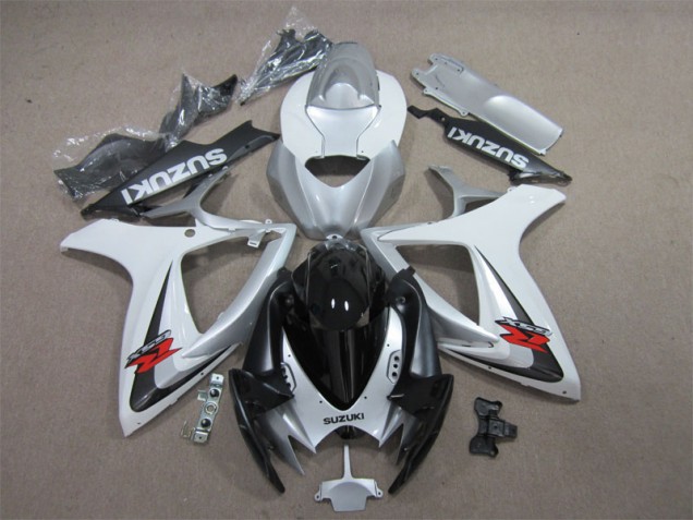 Nero Bianco Carene Moto Suzuki GSXR 600 K6 2006-2007 Nero Bianco Carene Moto Suzuki GSXR 600 K6 2006-2007