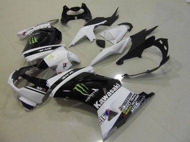 Nero Bianco Monster ABS Kits Carenatura Moto Kawasaki ZX 250R 2008-2012