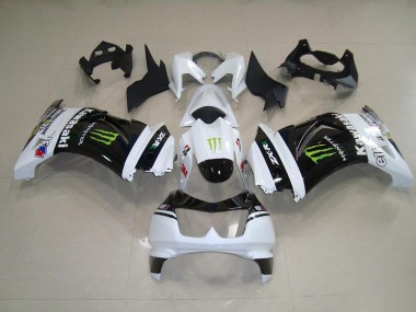 Nero Bianco Monster Kits Carenatura Motocicletta Completo ABS Kawasaki ZX 250R 2008-2012