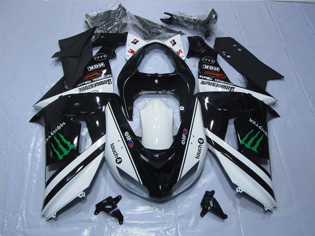 Nero Bianco Monster Touch4 Carene Moto Kawasaki ZX6R 2007-2008 Nero Bianco Monster Touch4 Carene Moto Kawasaki ZX6R 2007-2008