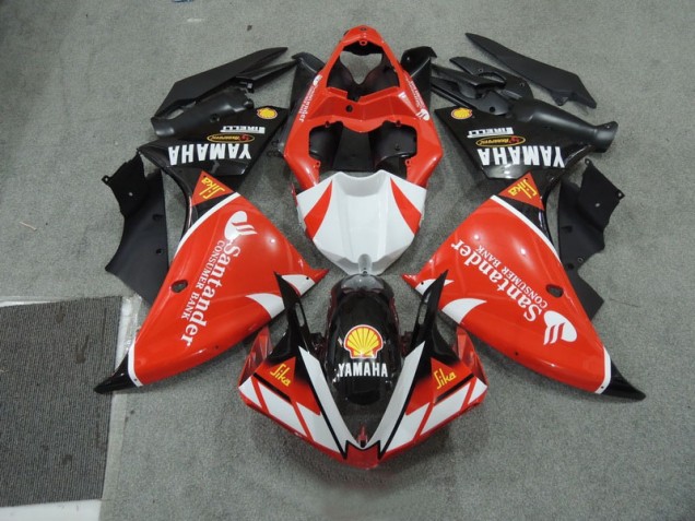 Nero Bianco Santander Rosso Carene Moto Yamaha R1 2009-2011 Nero Bianco Santander Rosso Carene Moto Yamaha R1 2009-2011
