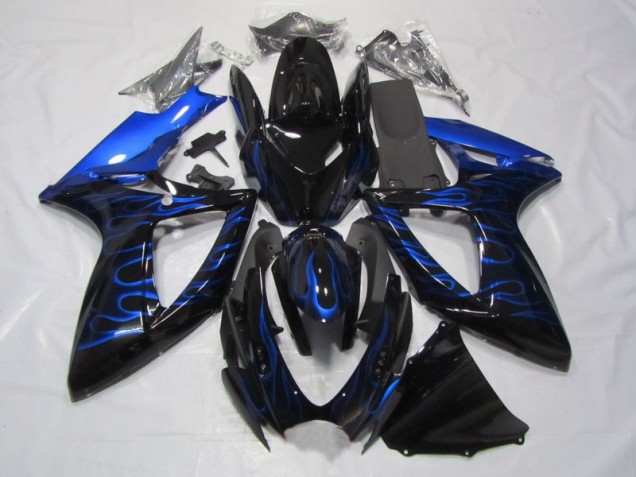 Nero Blu Fiamma Carene Moto Suzuki GSXR 750 K6 2006-2007 Nero Blu Fiamma Carene Moto Suzuki GSXR 750 K6 2006-2007
