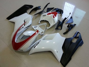Nero Opaco Bianco con Rosso Banda Carene Moto Ducati 848 1098 1198 2007-2014